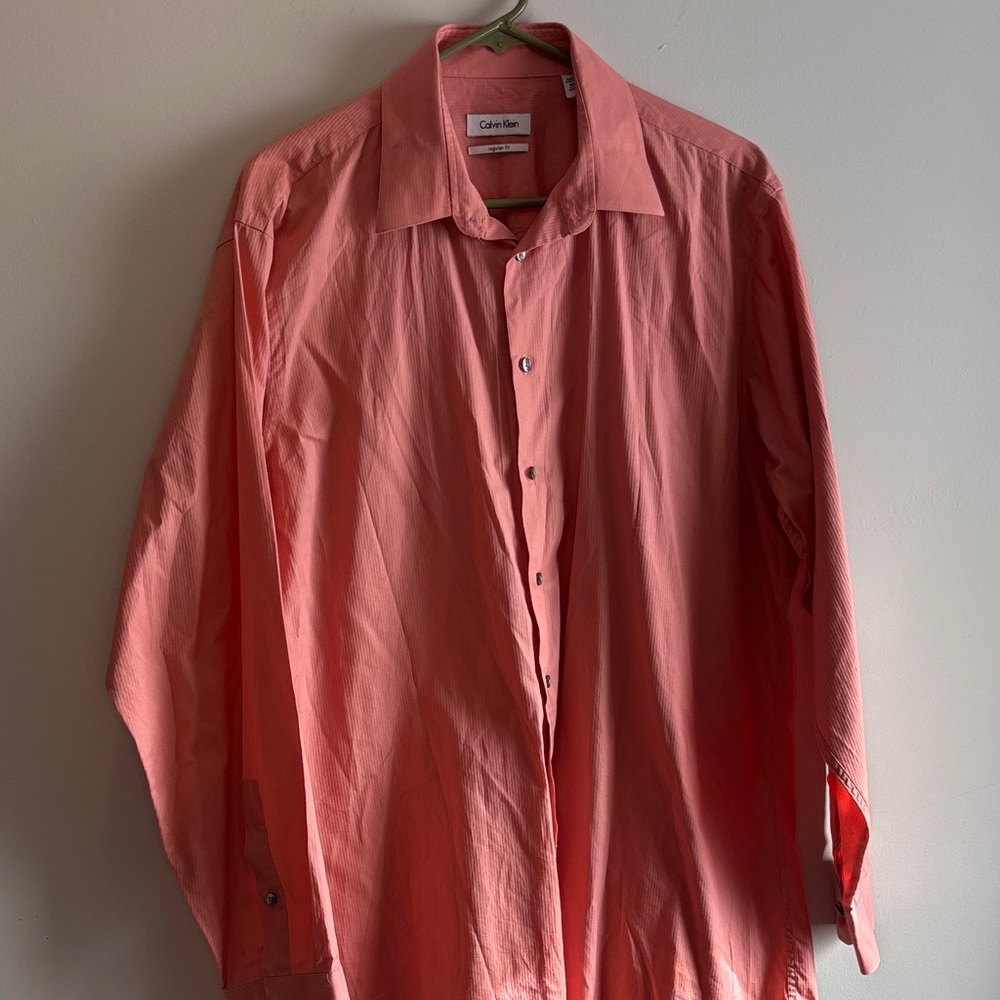 Calvin Klein Salmon Long Sleeve Shirt Size 16.5 34/35
